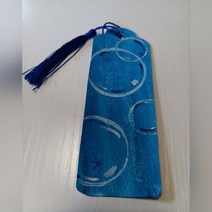 Artistic Blue Bookmark with Tassel